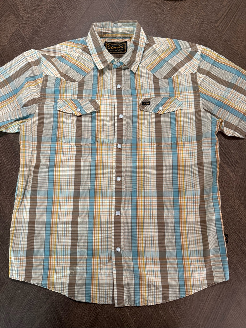 Howler Bros. Vintage Style Men’s Plaid Short Sleeve Shirt Western sz M